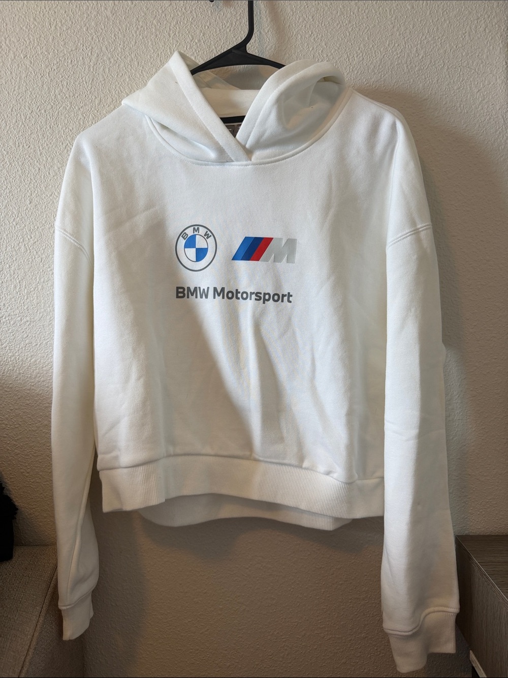 BMW White Hoodie with M Tricolor Logo